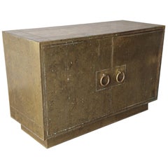 Patinated Brass Clad Cabinet by Sarreid Spain