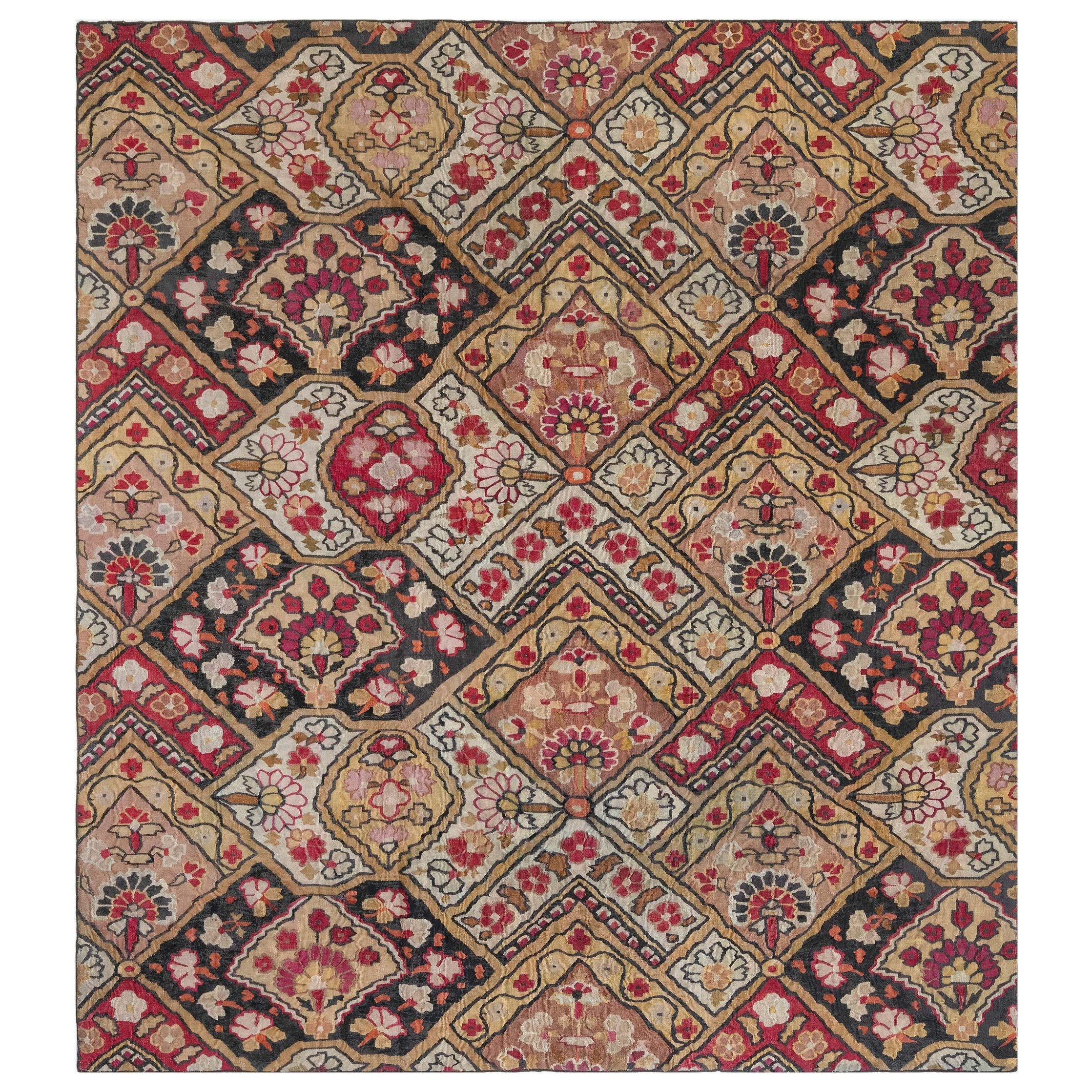 Authentique tapis d'Aubusson français du 19ème siècle fait à la main en vente