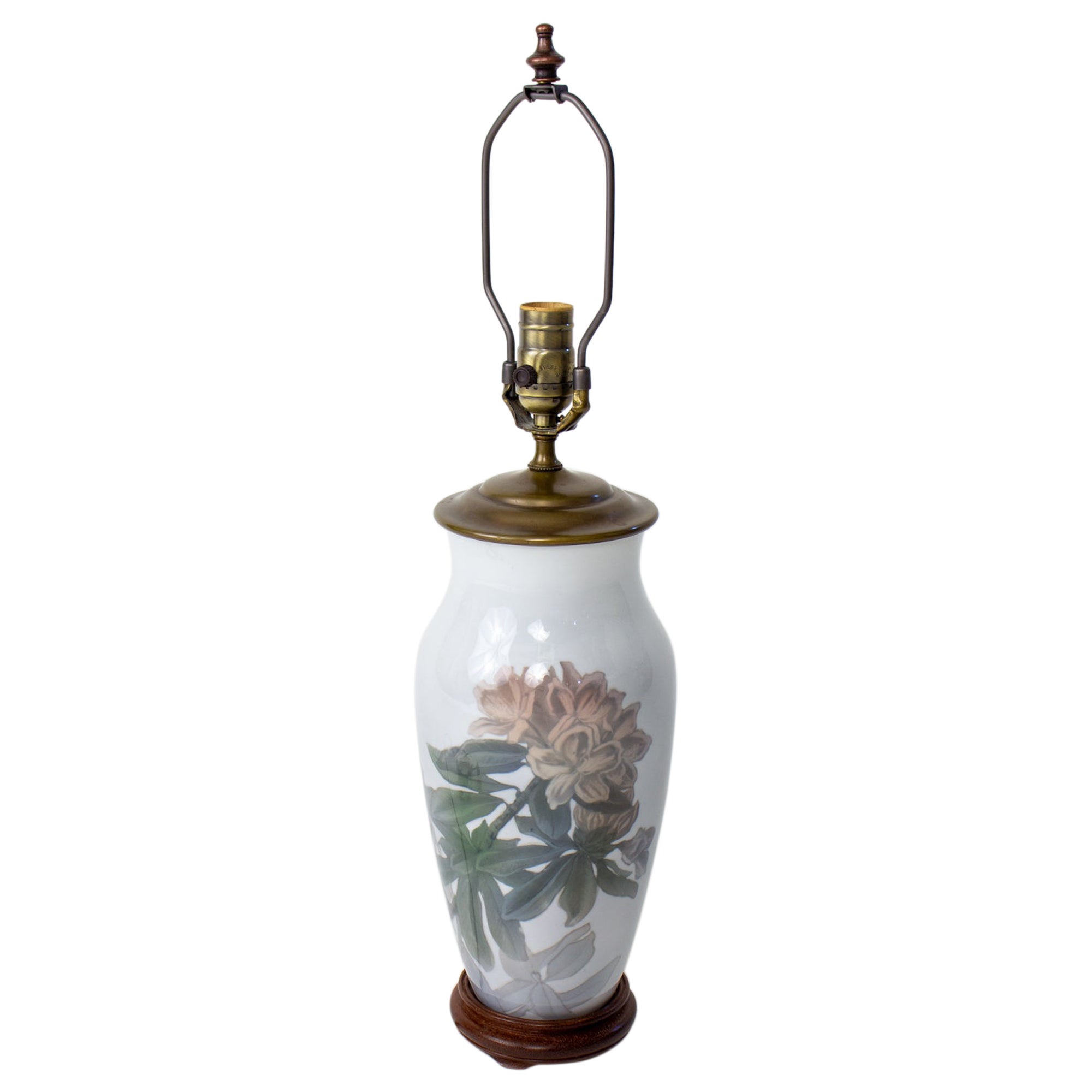 Mid 20th Century Royal Copenhagen Rhododendron Table Lamp For Sale