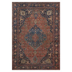 Traditional Hand-Knotted Wool Antique Persian Sarouk Rug