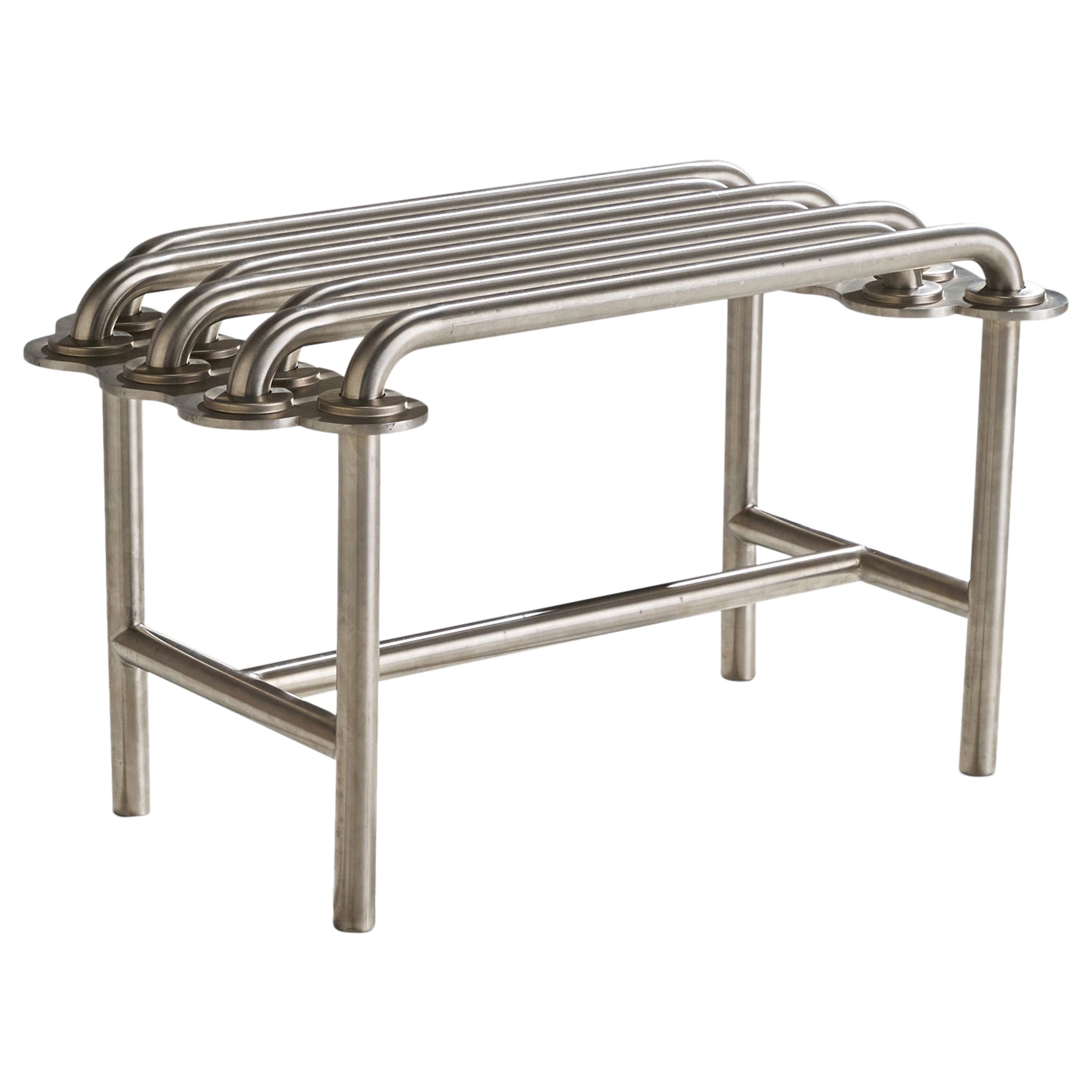 Jim Drain, Unique Bench, Stainless Steel, Aluminium, USA 2000s For Sale
