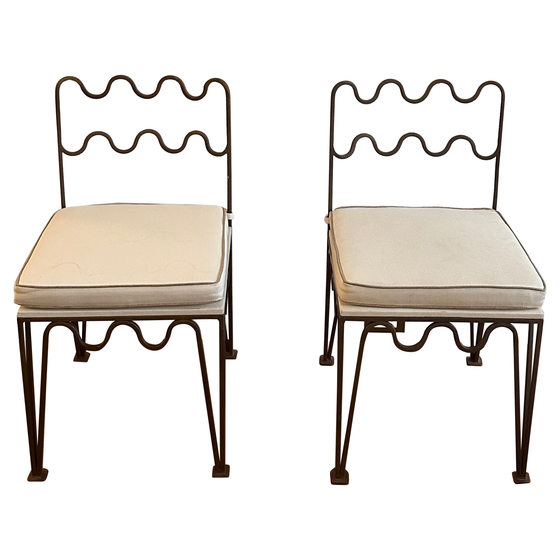 Paire de chaises d'appoint en bronze d'inspiration Royere en vente