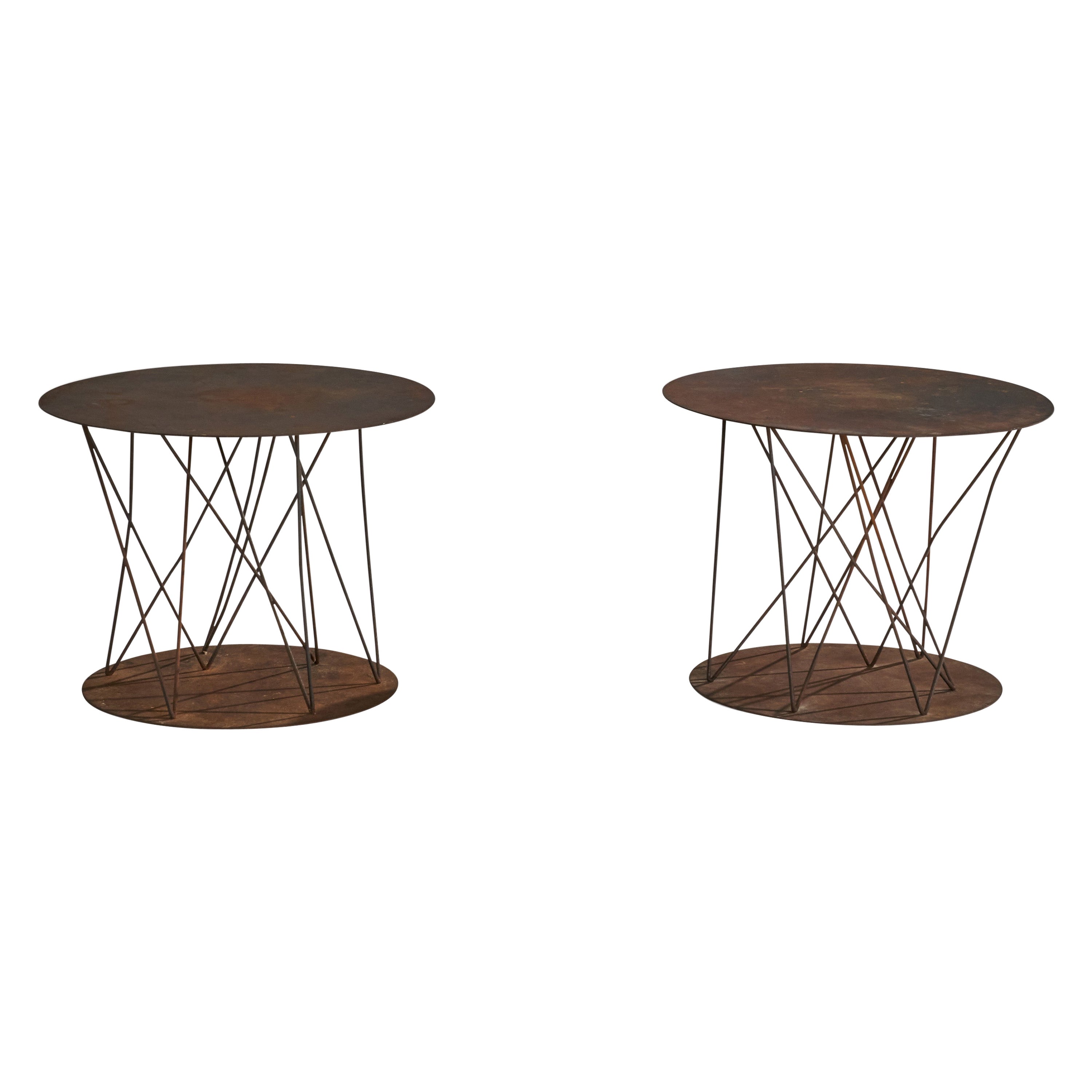 American Designer, Side Tables, Metal, USA, 1970s For Sale