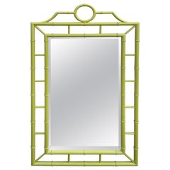 Vintage Pagoda Style Faux Bamboo Lacquered Mirror