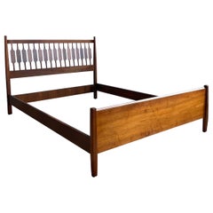 Retro Full Bed And Walnut Headboard By Kipp Stewart & Stewart McDougall For Drexel