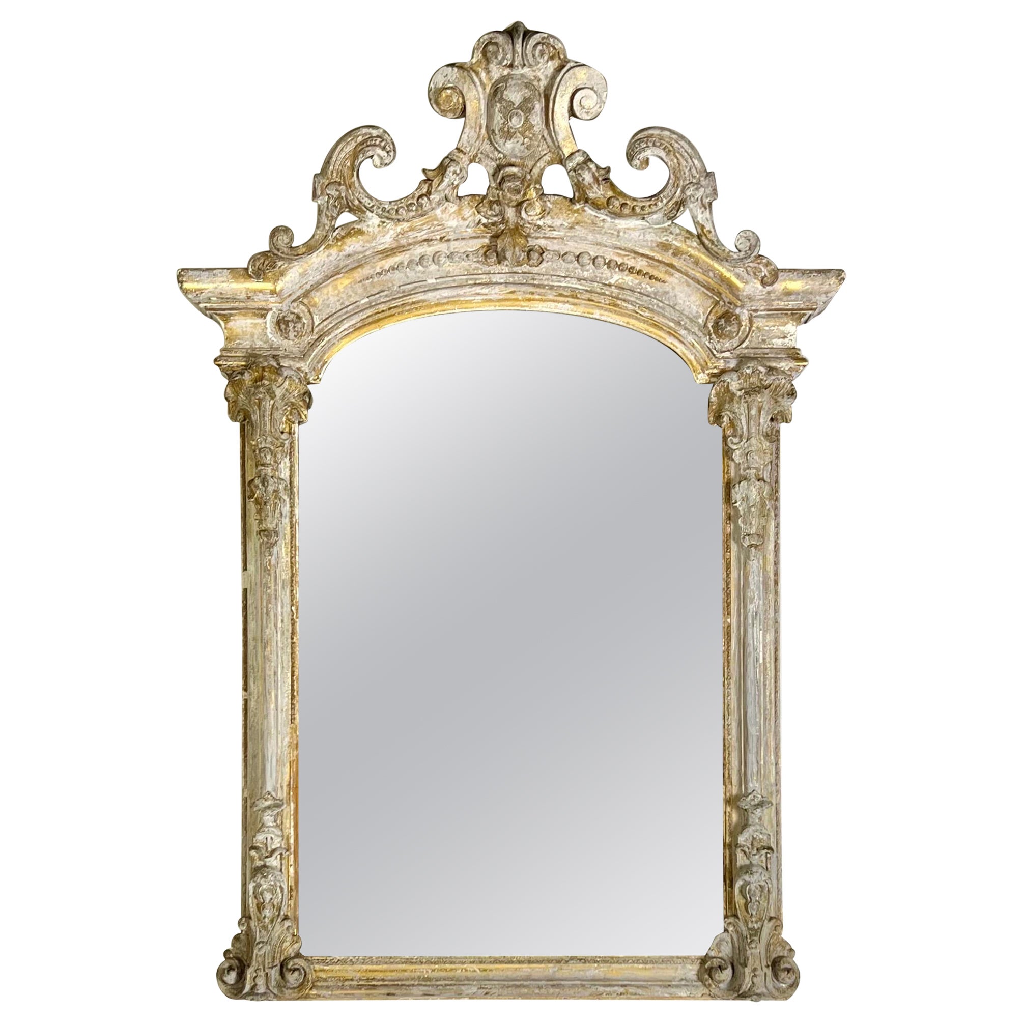 19th-Century French Rococo Style Painted Mirror