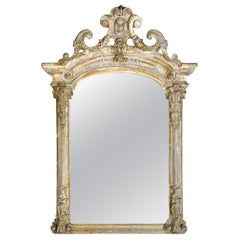 Antique 19th-Century French Rococo Style Painted Mirror