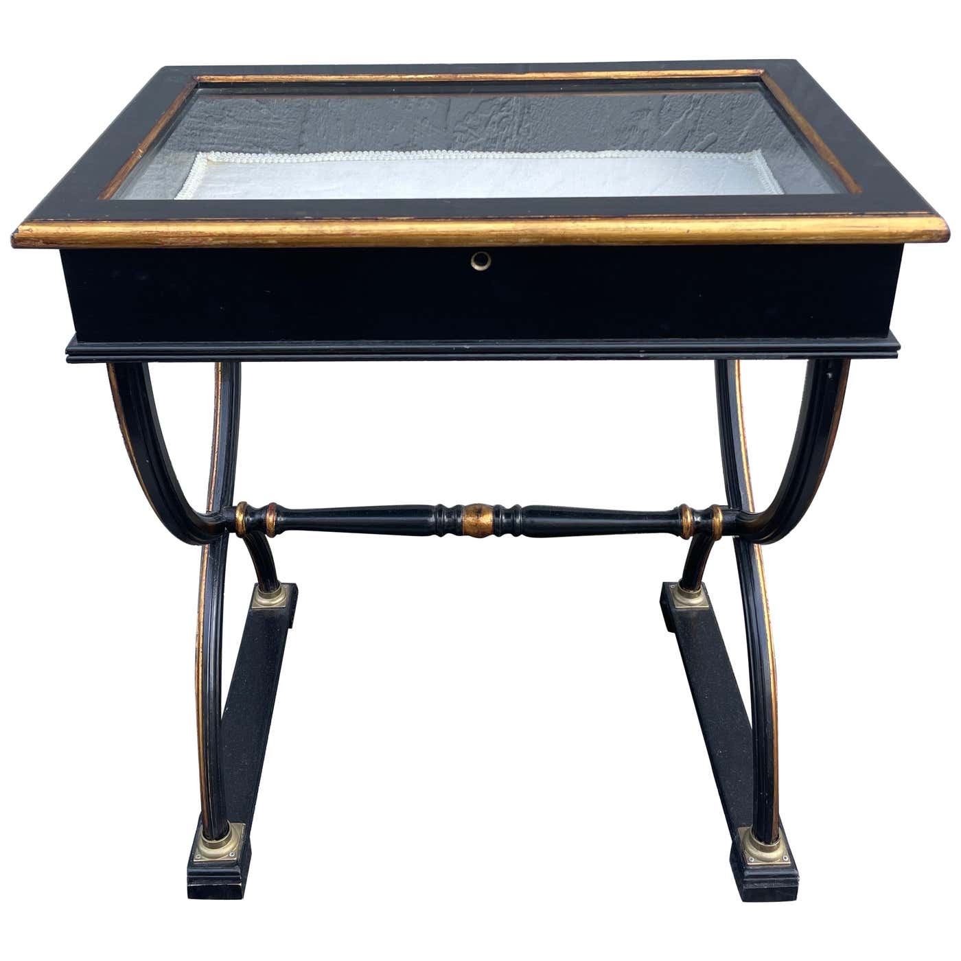 Neoclassical Style Glass Top Display Table For Sale at 1stDibs