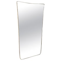 Mid-Century Modernist Tapered Trapezoidal Brass Wrapped Mirror