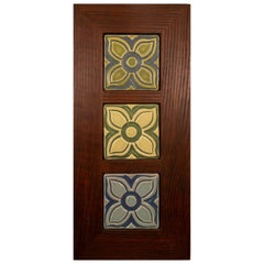 Framed Triple Pewabic Flower Tiles Mid Century Modern
