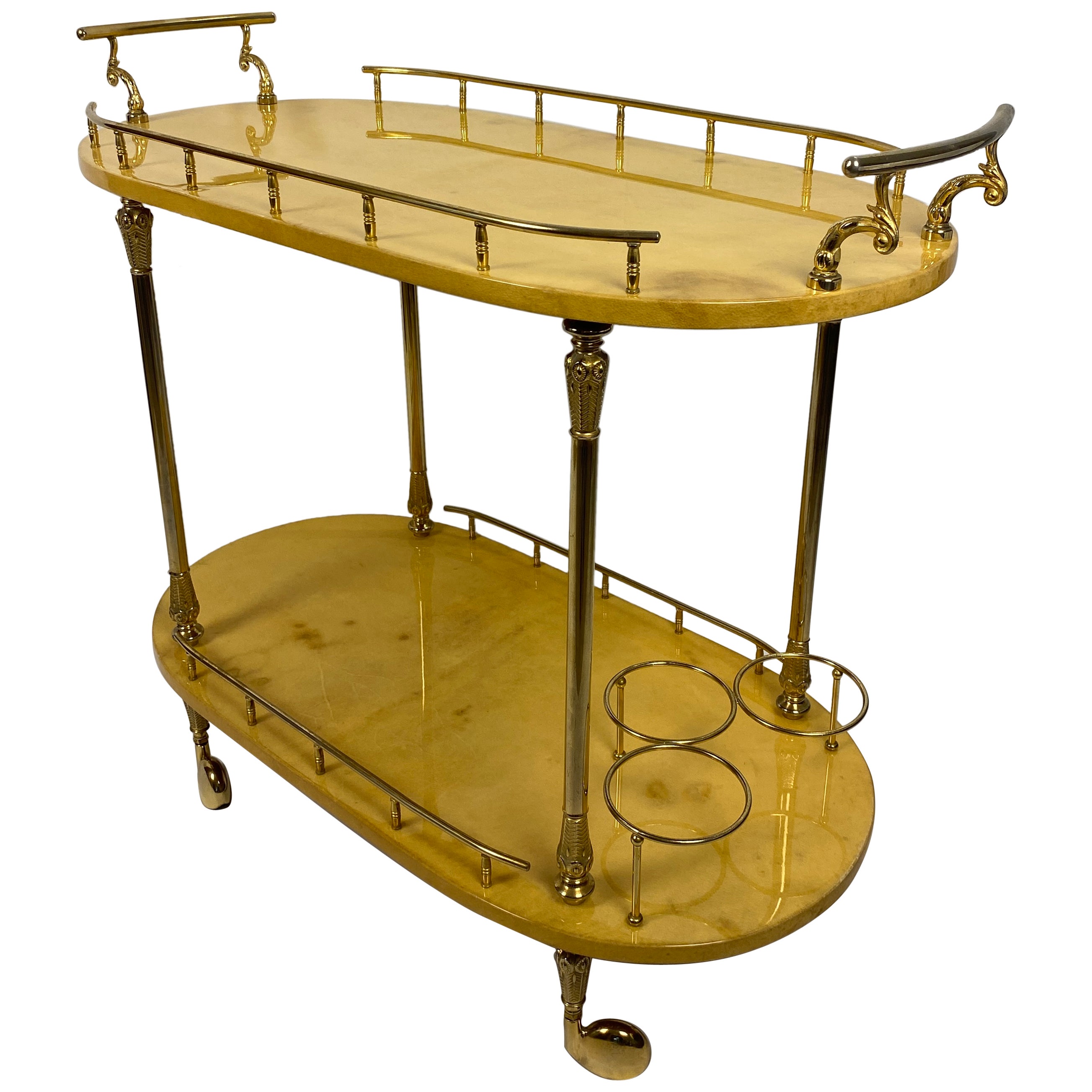 Aldo Tura Bar Cart or Mid-20th Century Bar Cart