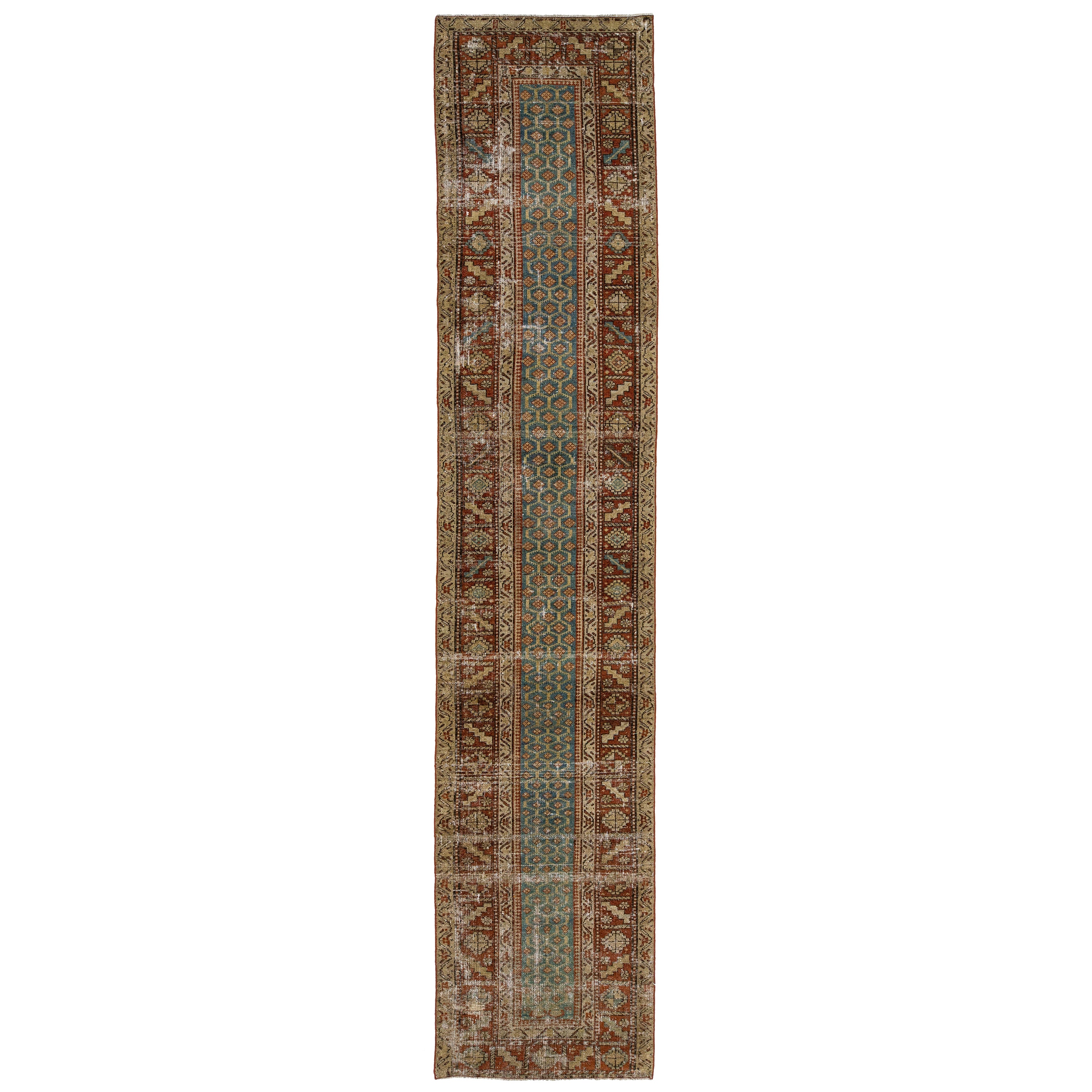 Chemin de table en laine bleu antique Malayer fait à la main avec Design/One