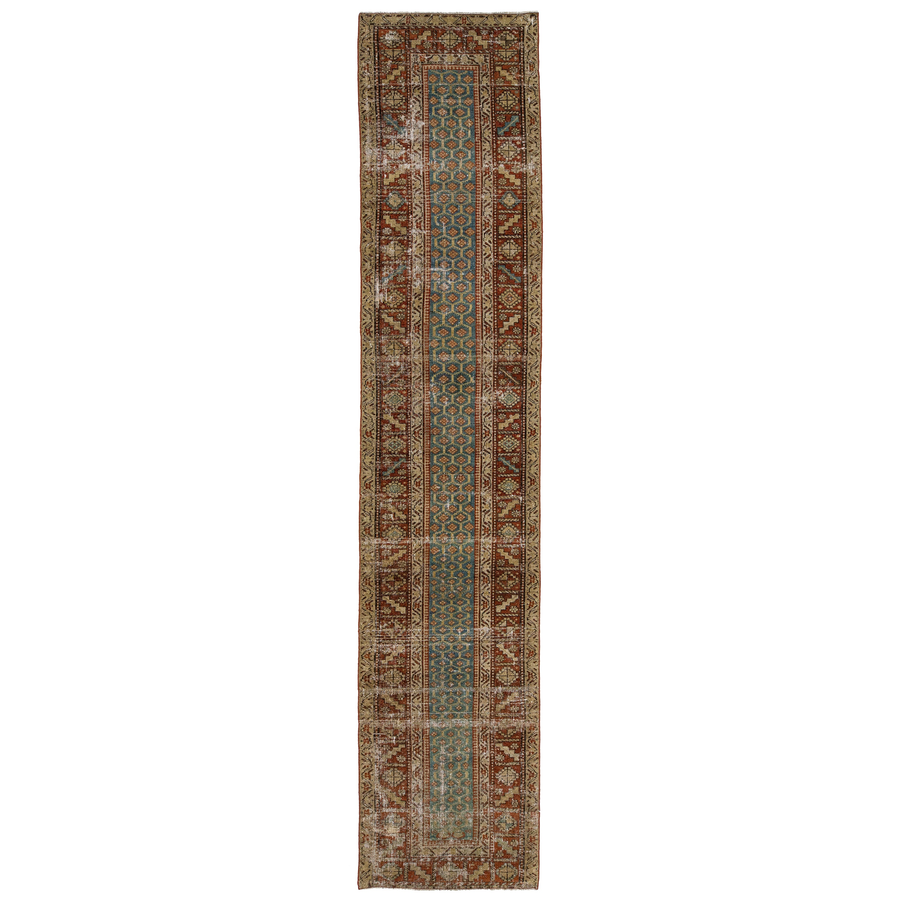 Antique Blue Malayer Handmade Wool Runner with Allover Design