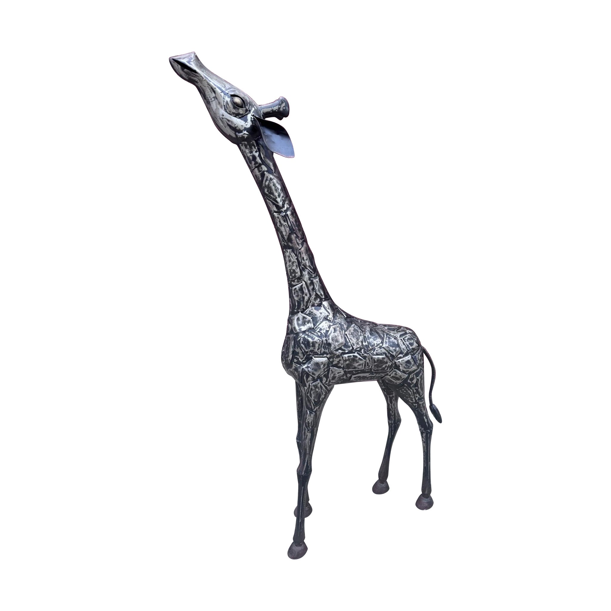 Vintage Modern Abstract Metal Matchwork Giraffe Patchwork Sculpture For Sale