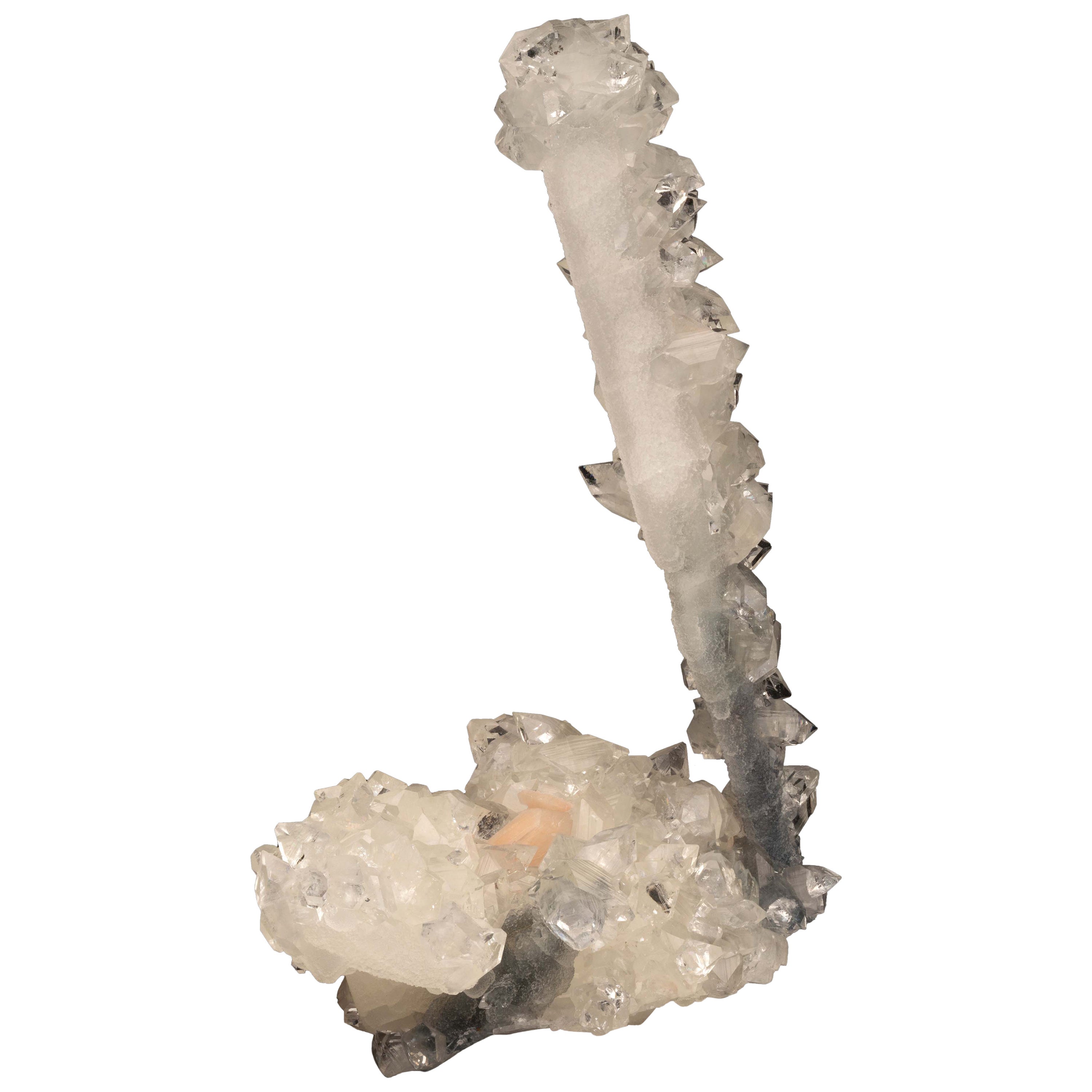 Apophyllite "Lollipop" with Calcite over Agate Stalactite For Sale