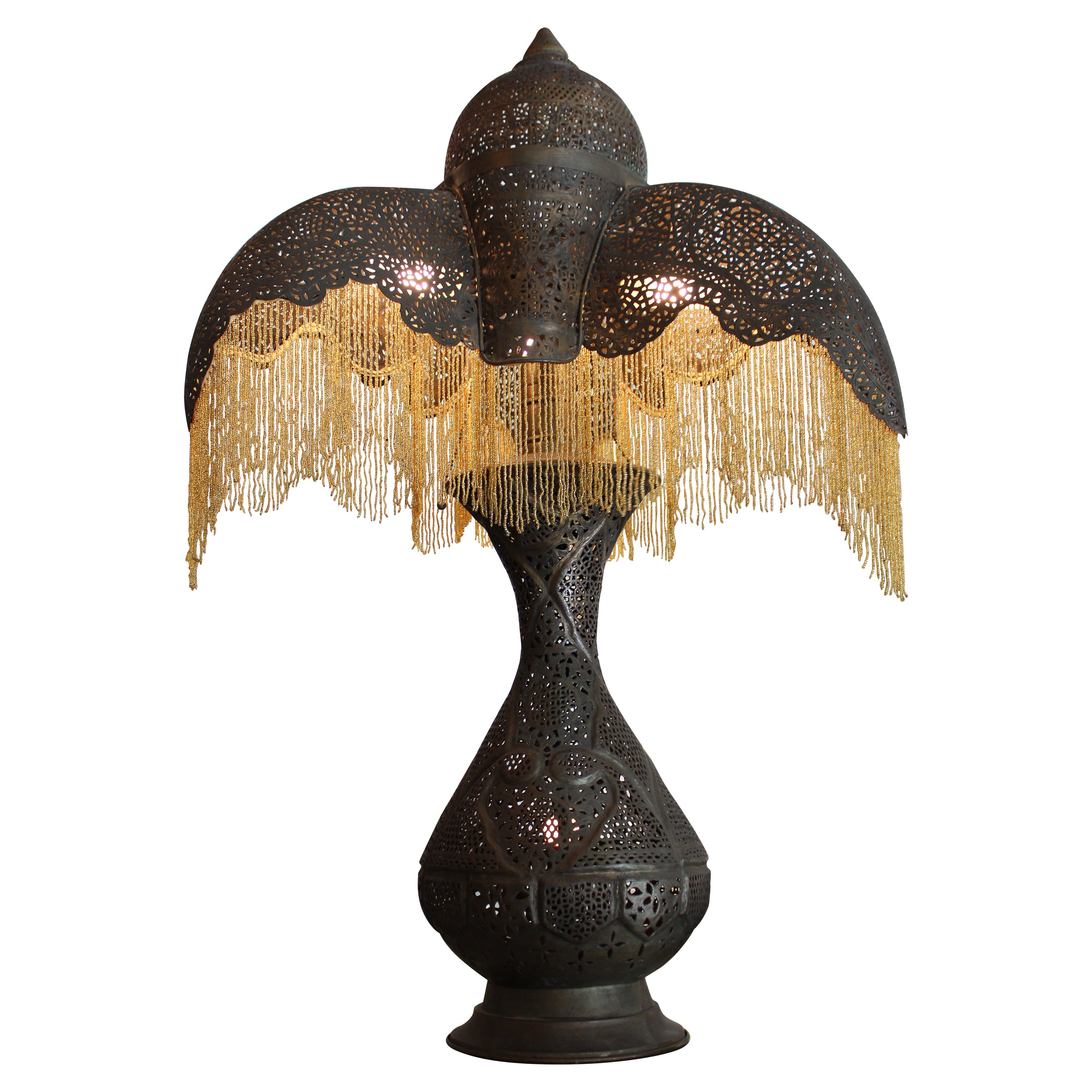 Moroccan Table Lamp with Fringe For Sale