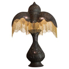 Vintage Moroccan Table Lamp with Fringe