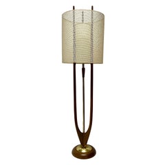 Vintage Rare John Keal Wood & Brass Floor Lamp c1960s