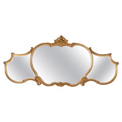 Antique miroir de cheminée de style Louis XIV en bois doré, vers 1890