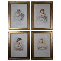 Set di 4 incisioni originali a puntasecca - Stamperia italiana Angelo Zaffonato c.1800