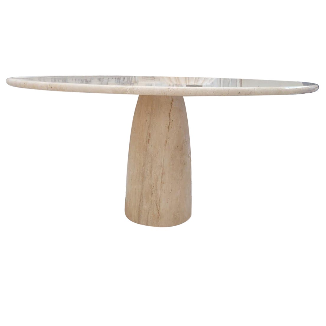 Cream Travertine Round Dining Table, in the Style of 1970 Angelo Mangiarotti