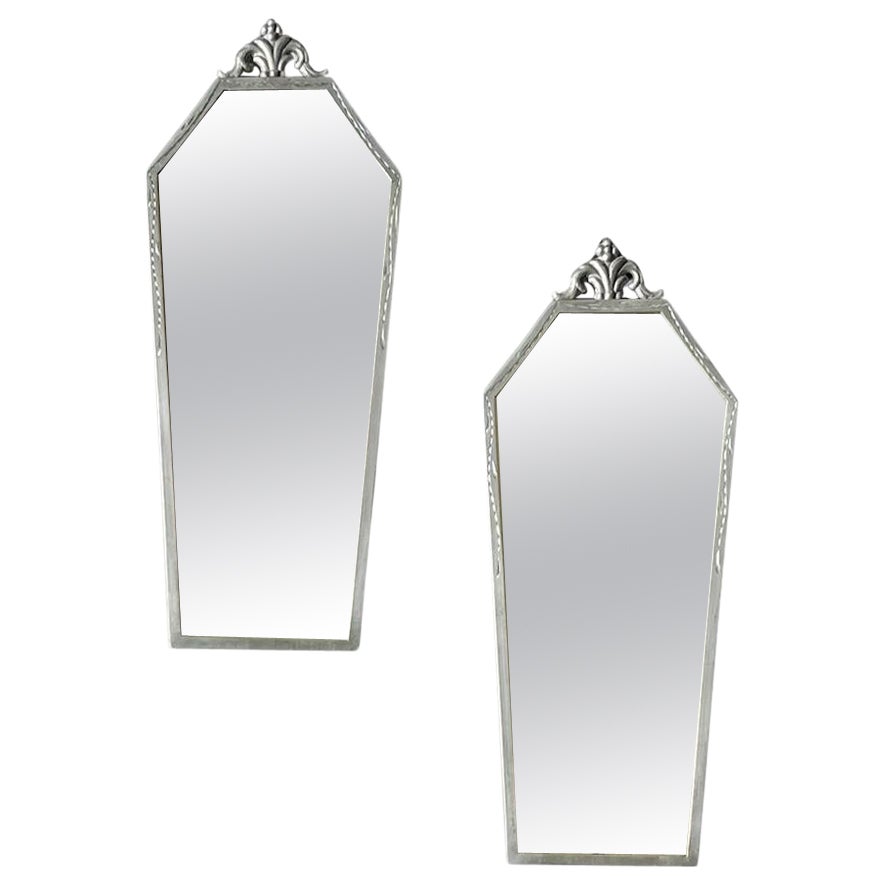 Pair of Petite Wall Mirrors with Distressed Glass, Early 20th Century Sweden For Sale