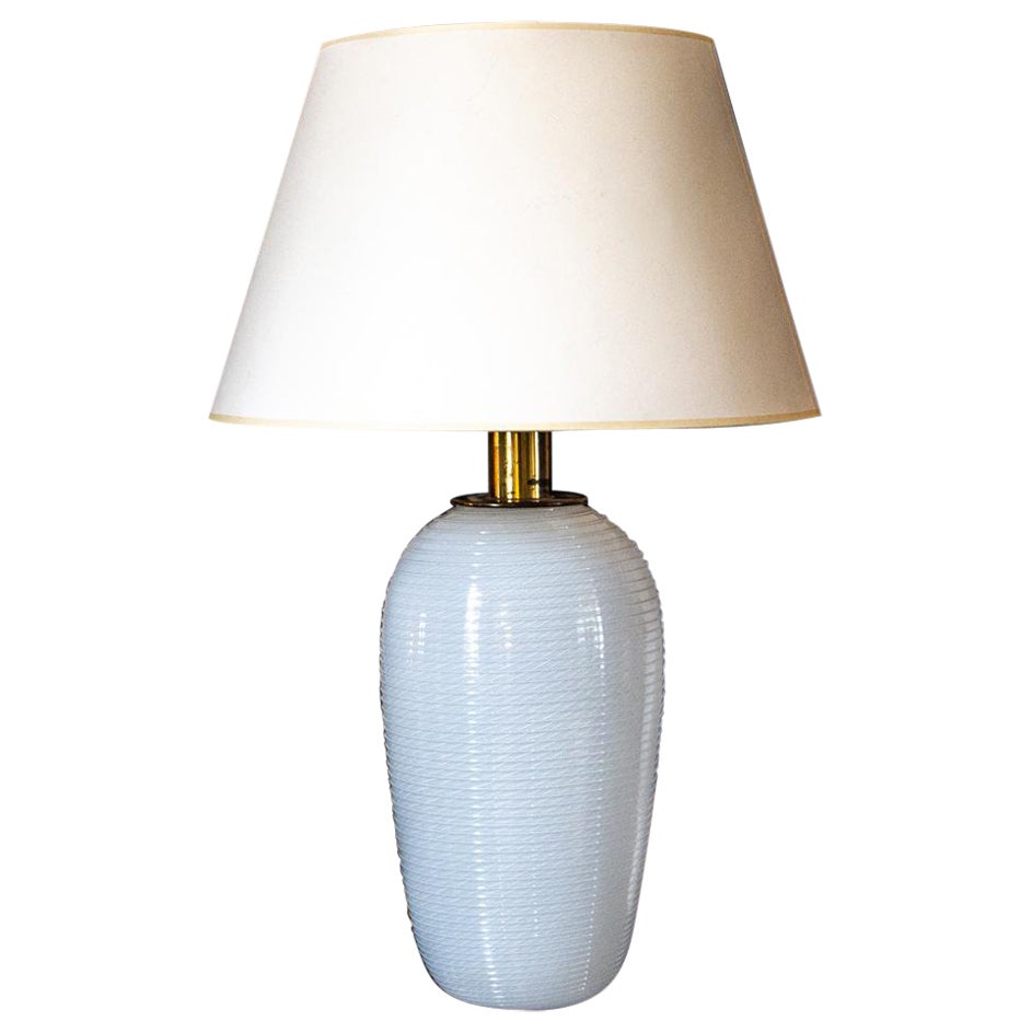 An original Venini mid-century table lamp in opaque white Murano glass, 1950s  For Sale