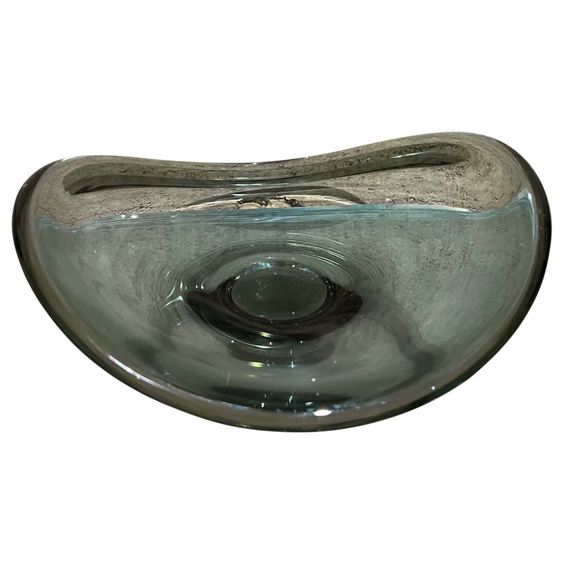 1990s Studio Art Glass Bowl Sculptural Pedestal Dish For Sale