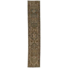 Light Brown Handmade Malayer Persian Wool Runner with an Allover Pattern