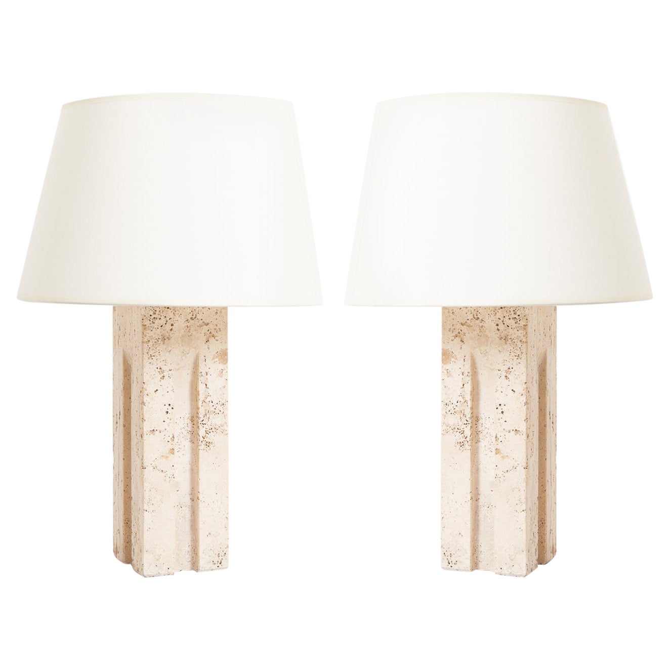 Pair of Travertine Table Lamps