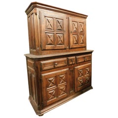 Used Old carved double-body cherry cabinet, Italy