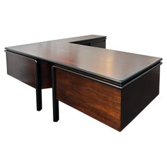 Retro Dark Walnut Executive Desk by Monteverdi Young 