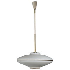 Italian Flying Saucer Pendant Lamp - Retro 1950s Modernist Ceiling Light