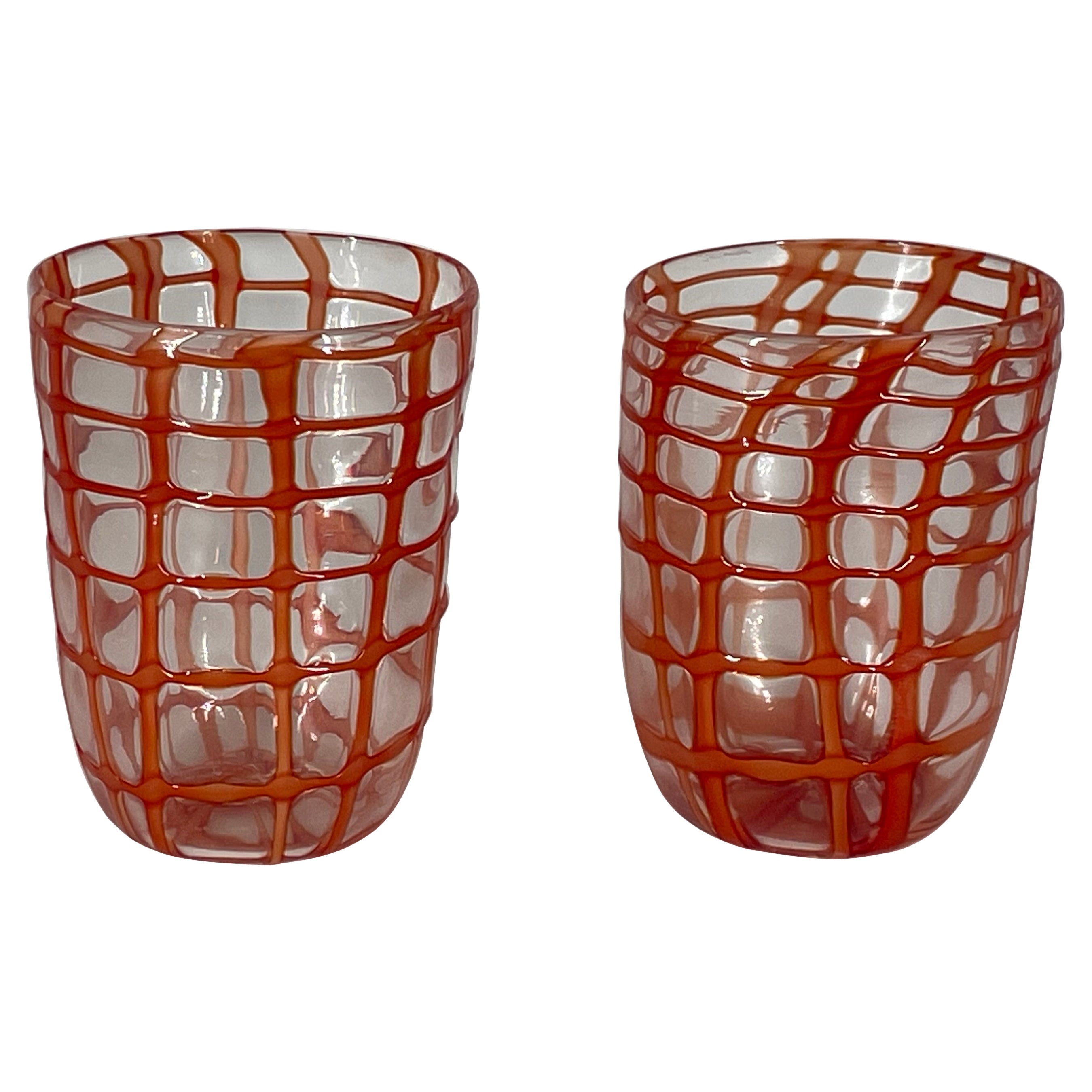 Red GOTO "RETE" Glass in Murano Glass by Eros Raffael For Sale