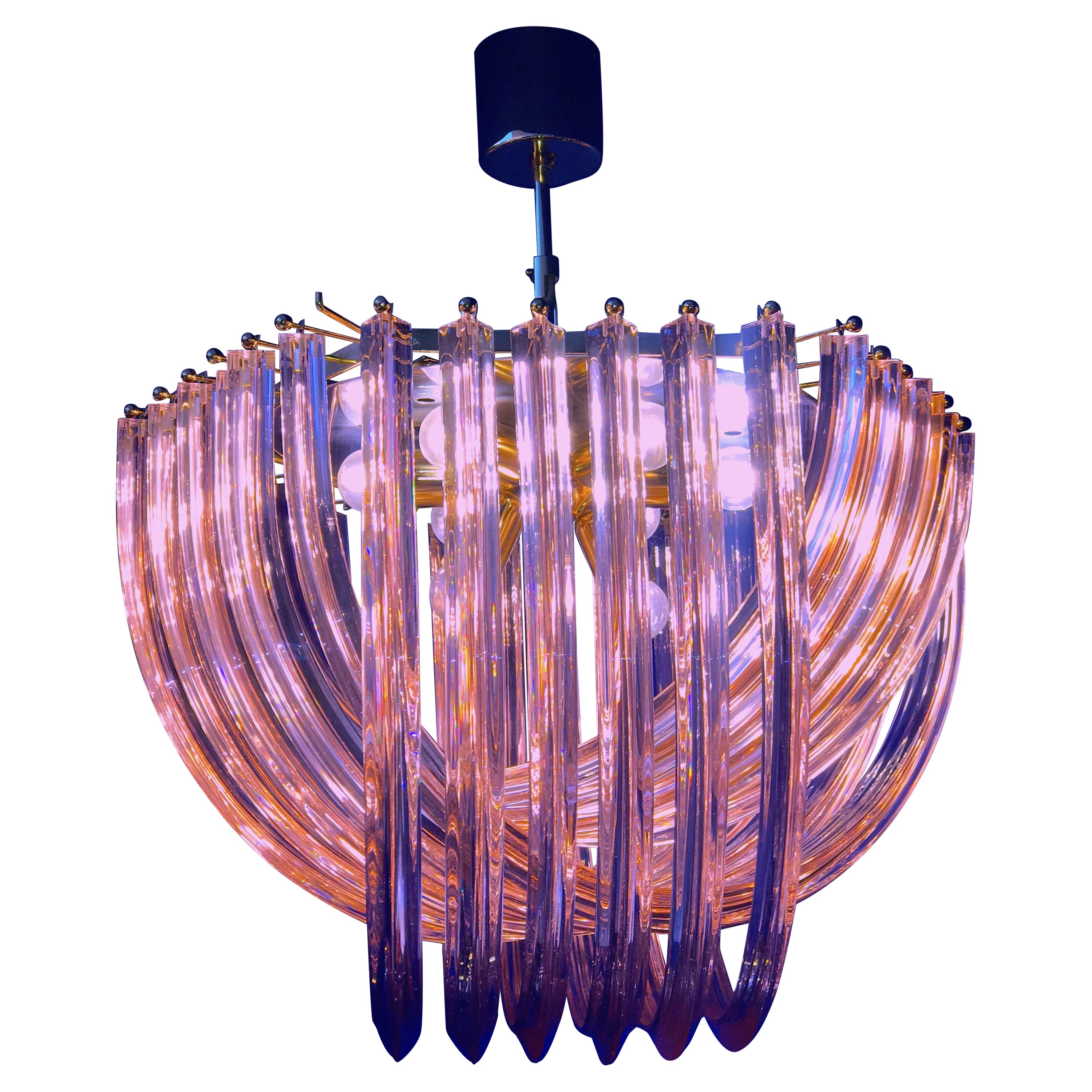 Striking Pink Murano Curvati Ceiling Light or Flush Mount, 1990 For Sale