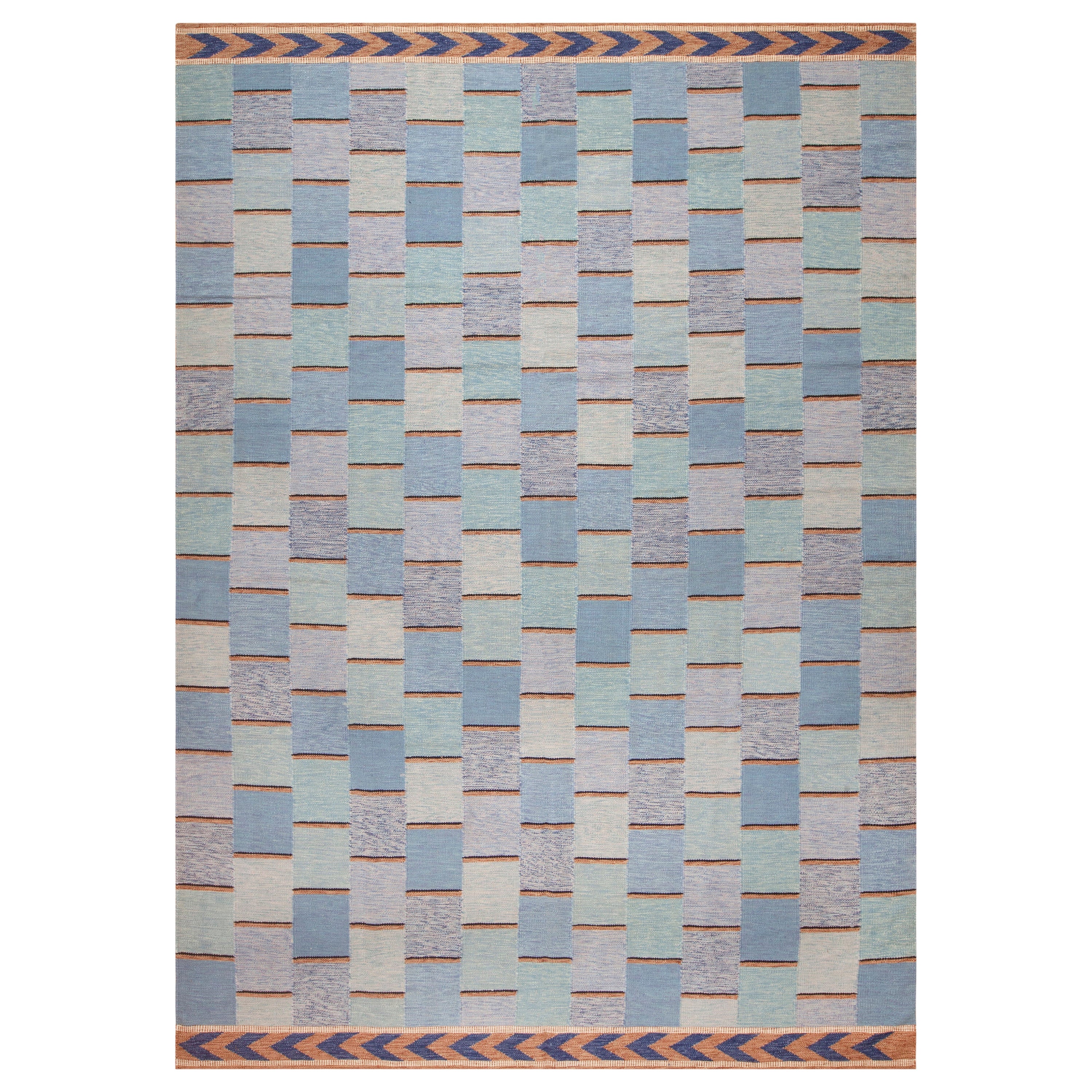 Collection Nazmiyal, design suédois géométrique et moderne, tapis tissé à plat 10' x 14'2" en vente