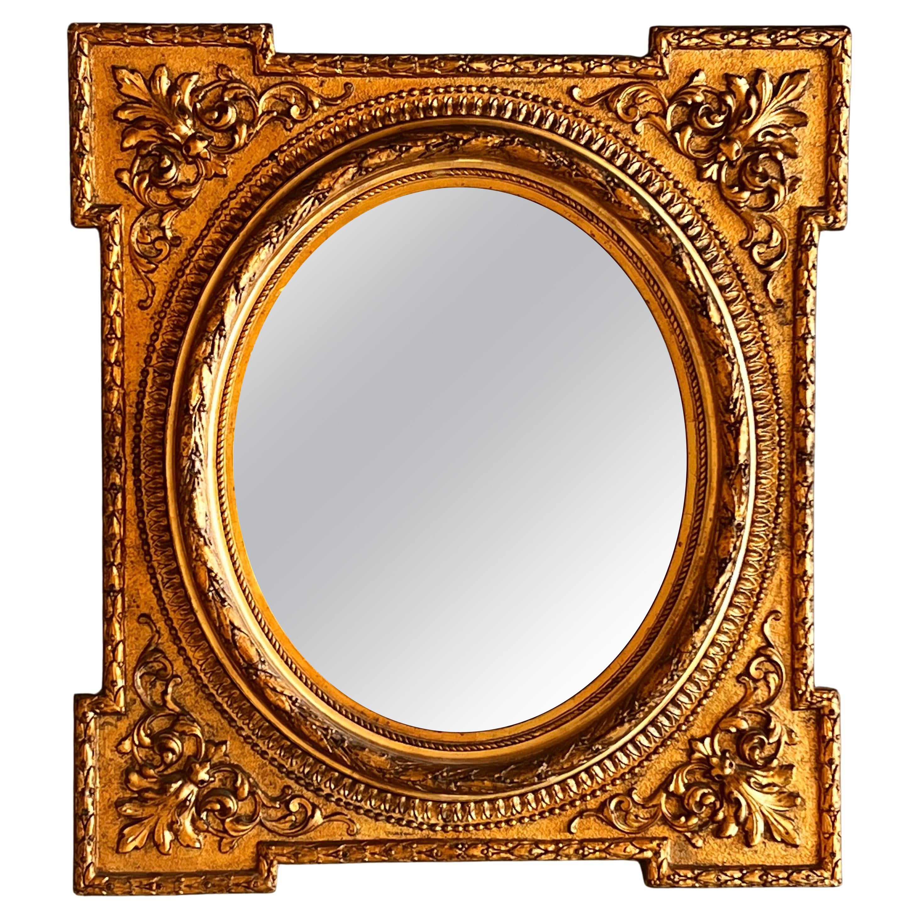 19th Century Rectangular French Giltwood Carved Mirror For Sale