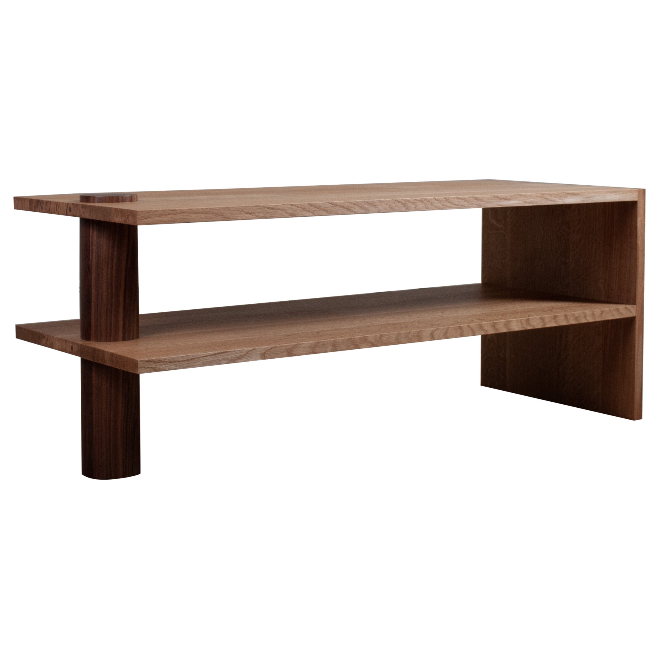 Mighty Architectural Oak & Walnut Sofa Table For Sale