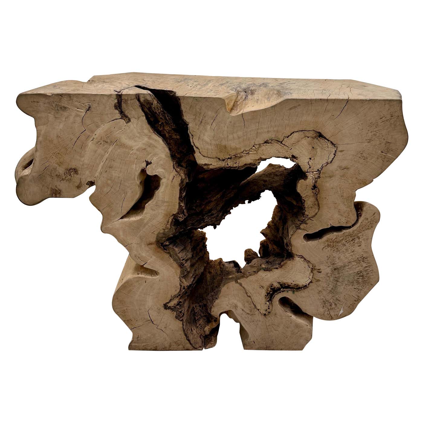 Rustic Tree Trunk Organic Wood Console Table For Sale at 1stDibs