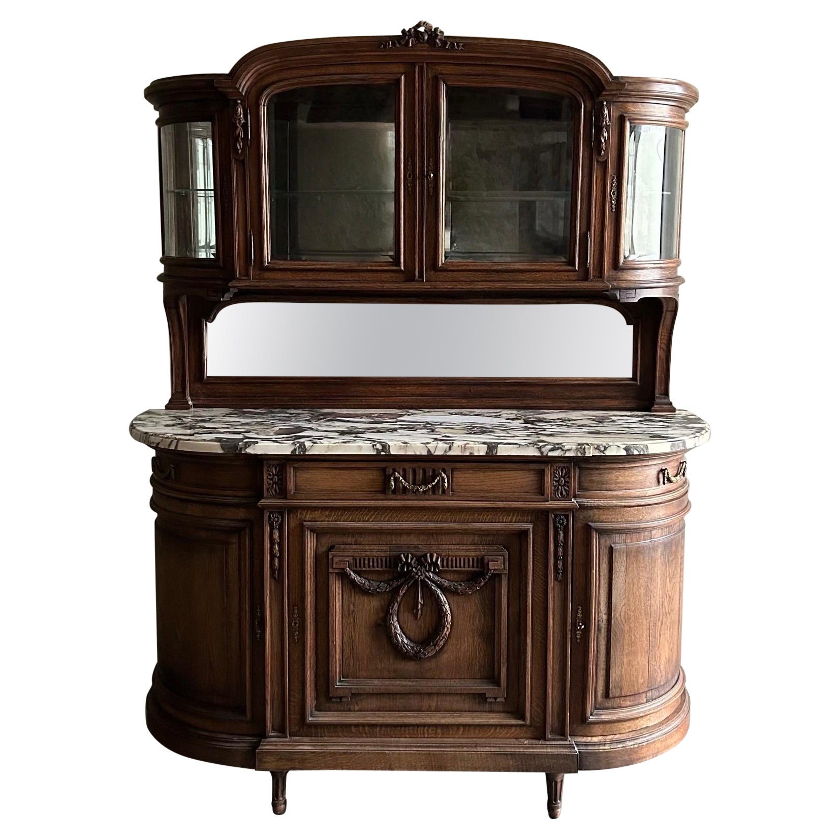 Antique marble top hunters cabinet For Sale