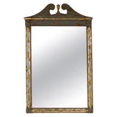 Neoclassical Style Painted Blue Silver & Gold Wall Mirror