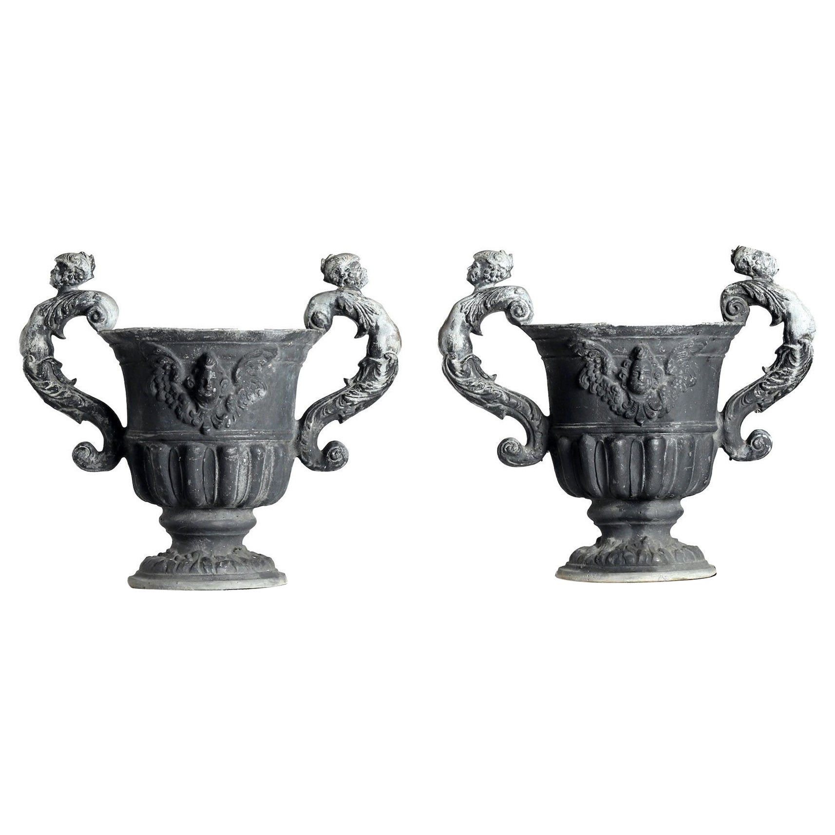 Pair of English Lead Urns For Sale