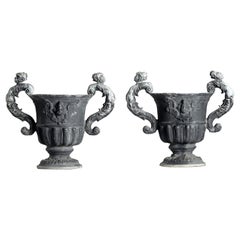 Used Pair of English Lead Urns