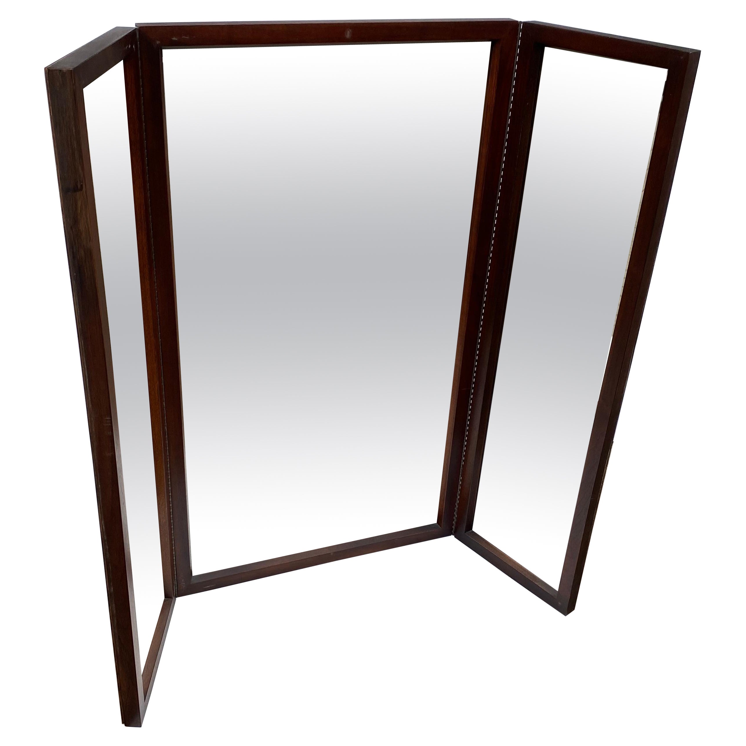 John Stuart Tri-Fold Walnut Mirror For Sale