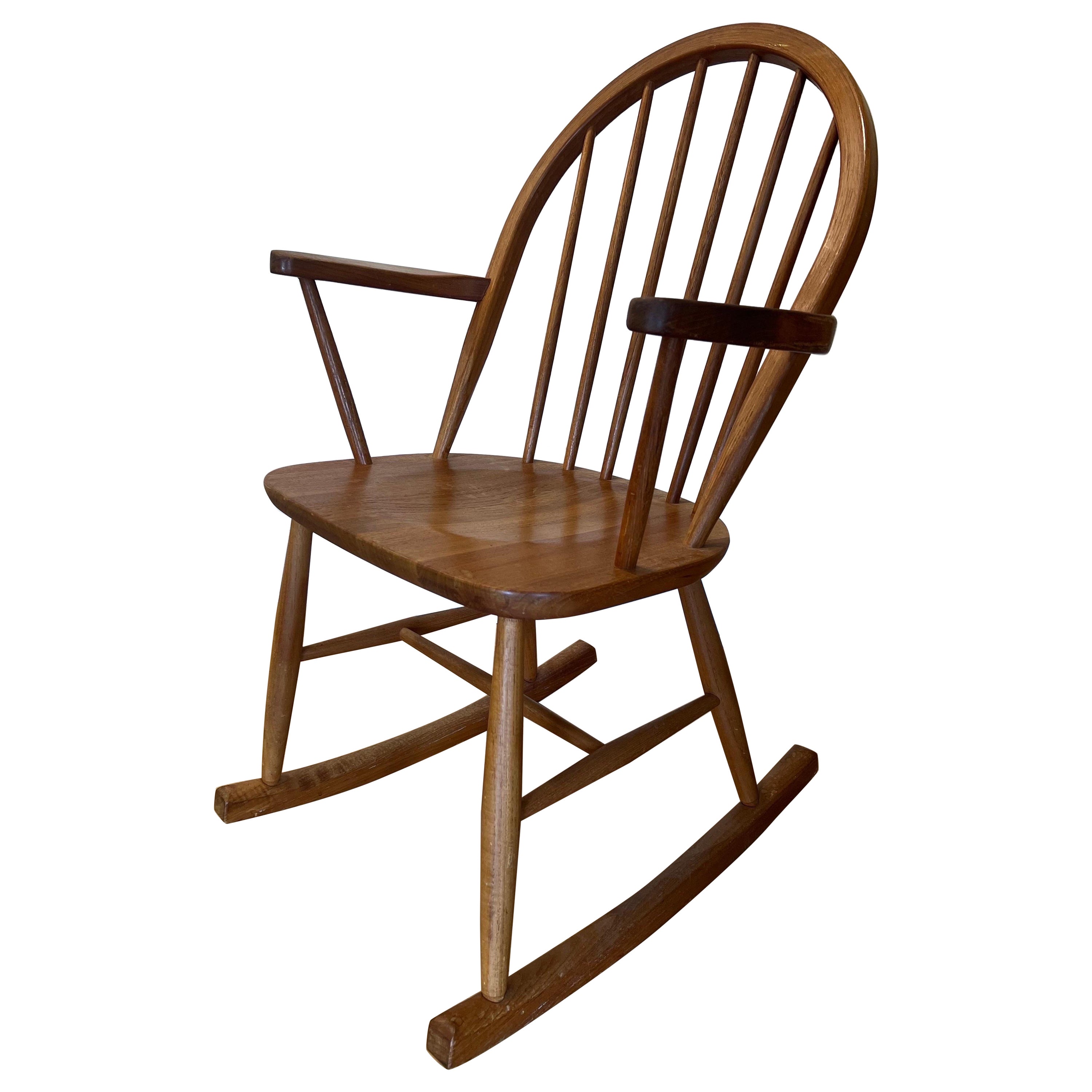 Vintage Danish Erik Ole Jorgensen Teak Rocking Chair for Tarm Stole For Sale