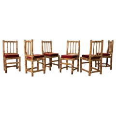 Set of 6 Mid-Century Bamboo Dining Chairs in Tropicalist Style