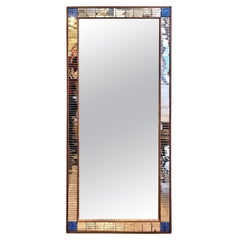 Retro French Copper and Blue Mosaic Mirror