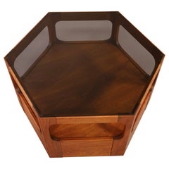 John Keal for Brown Saltman Walnut Hexagonal Side Table