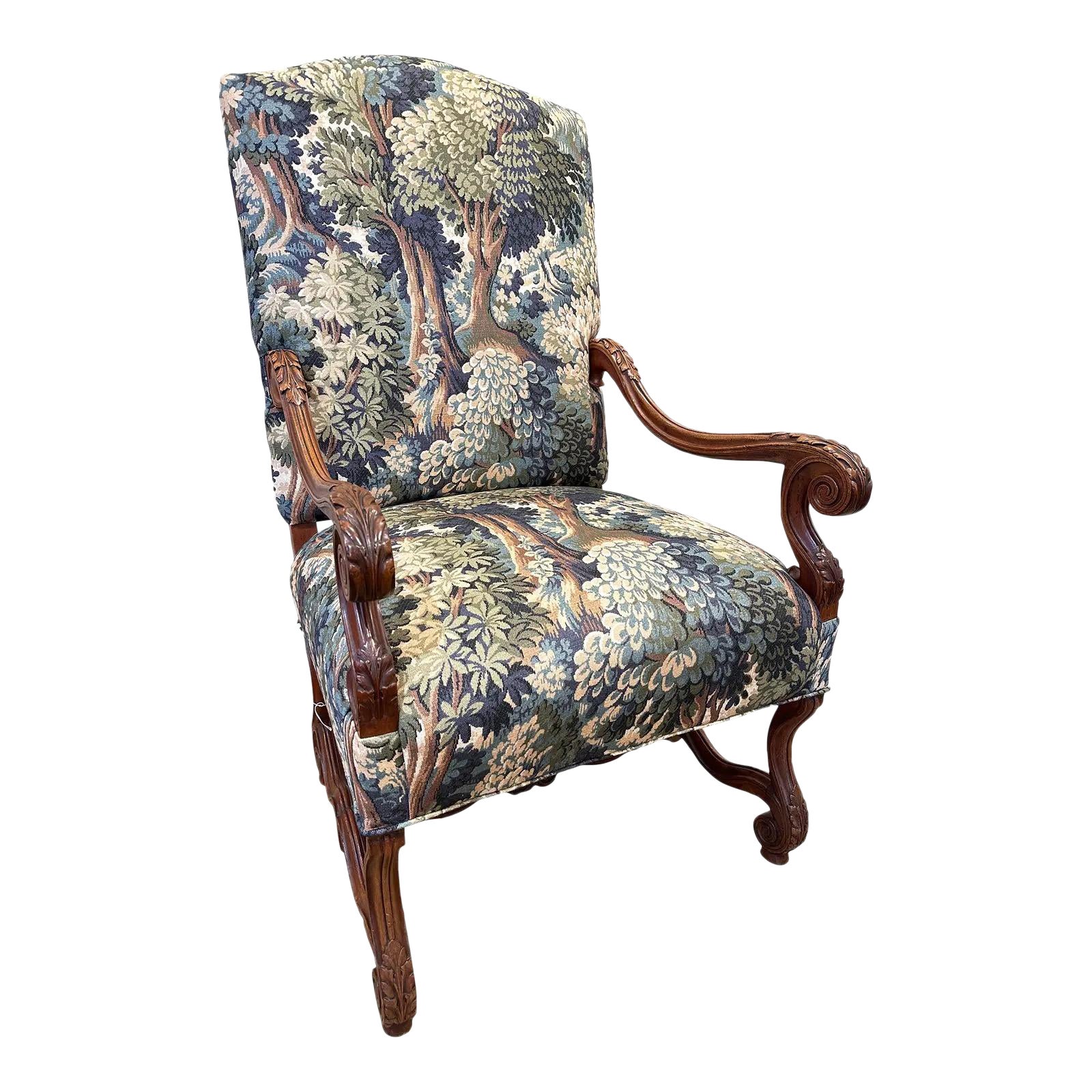 Newly Upholstered French Arm Chair For Sale