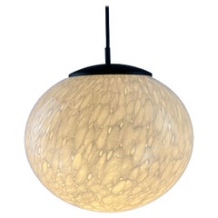Rare marbled white globe glass pendant light by Peill and Putzler 1970